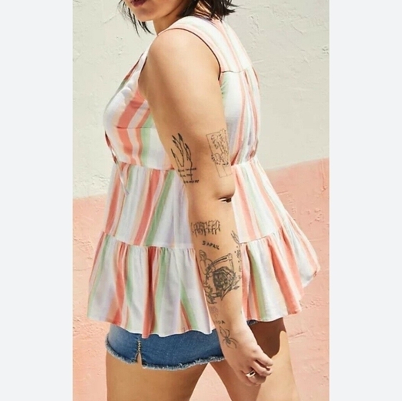 Torrid Rayon Slub Button-Front Tiered Tank - Picture 4 of 9